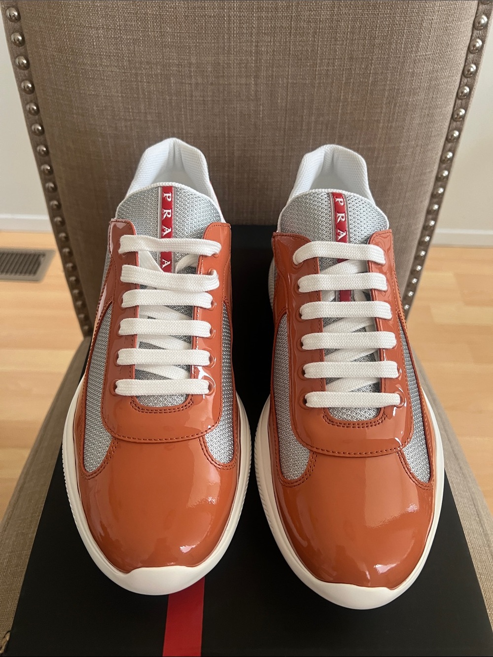 Men’s Prada America’s Cup Patent Leather Sneakers